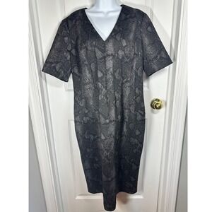 Calvin Klein Women's Snake Print Sheath Dress‎ V-Neck Career Midi Dress 14